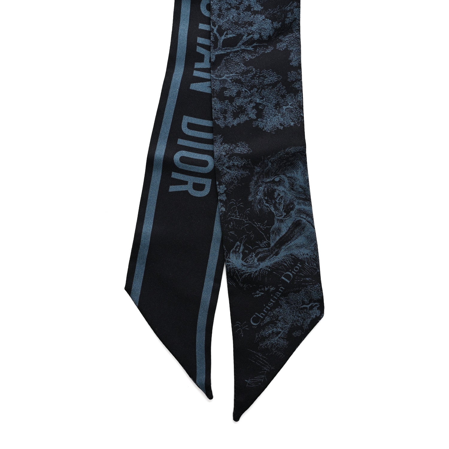 CHRISTIAN DIOR Silk Toile De Jouy Mitzah Scarf in the color Navy Blue by fashionphile