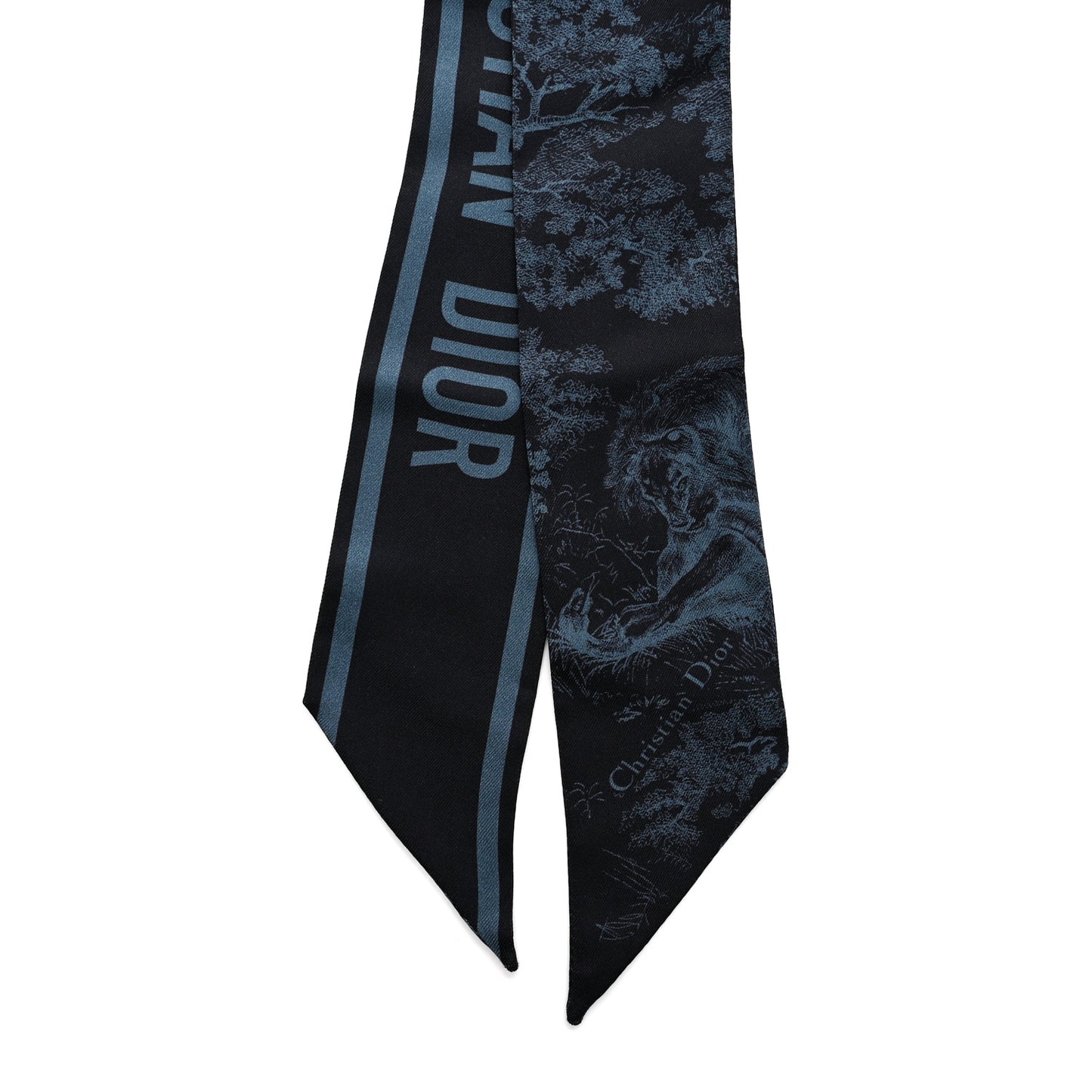 Silk Toile De Jouy Mitzah Scarf Navy Blue