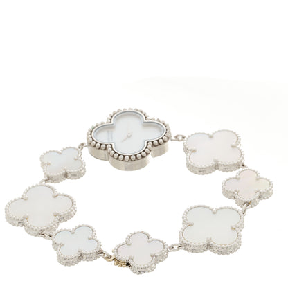 Van Cleef & Arpels 18K White Gold Mother of Pearl 26mm Alhambra Quartz Watch 3 of 4