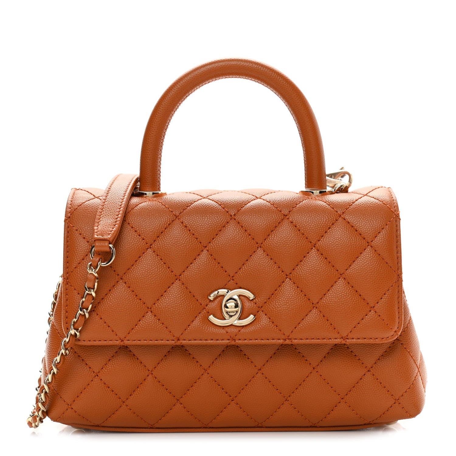 Chanel Caviar Quilted Mini Coco Handle Flap Light Brown 1 of 10