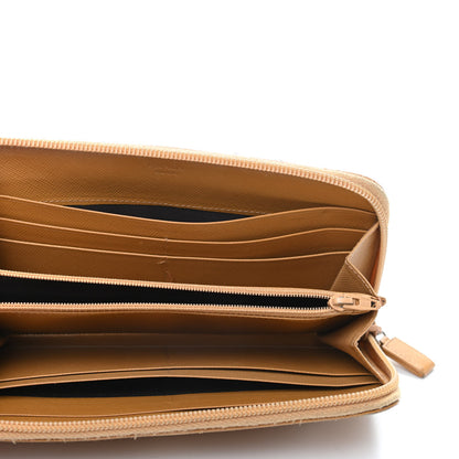 Prada Saffiano Triangle Zip Around Wallet Gold Miele 5 of 10