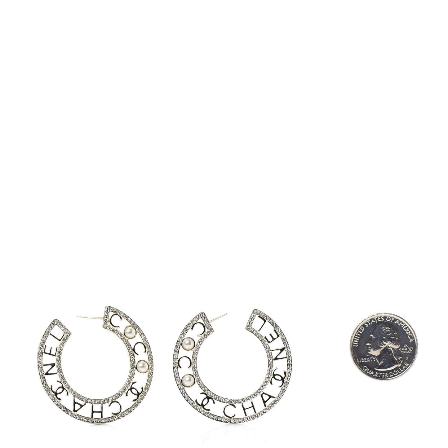Crystal Pearl Bow-tiful CC Hoop Earrings Gold