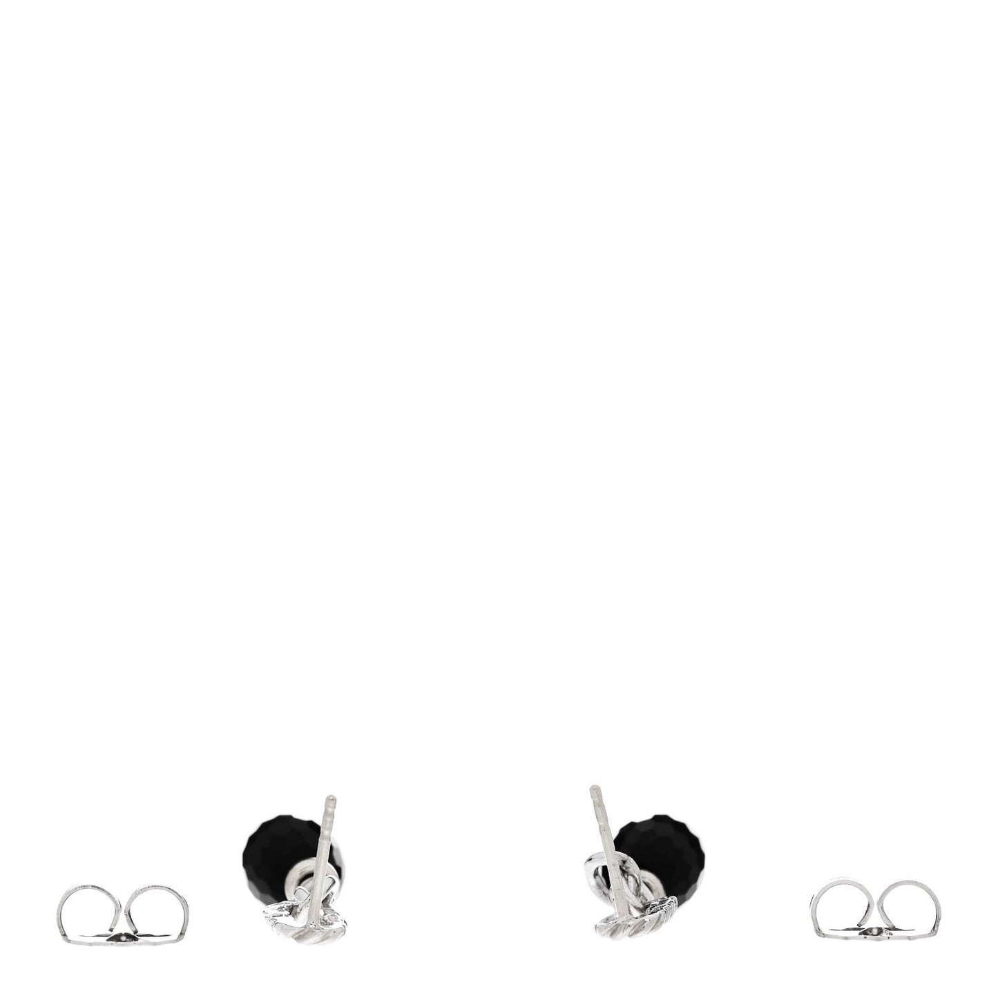 Sterling Silver 18K Yellow Gold Black Onyx Figaro Drop Earrings
