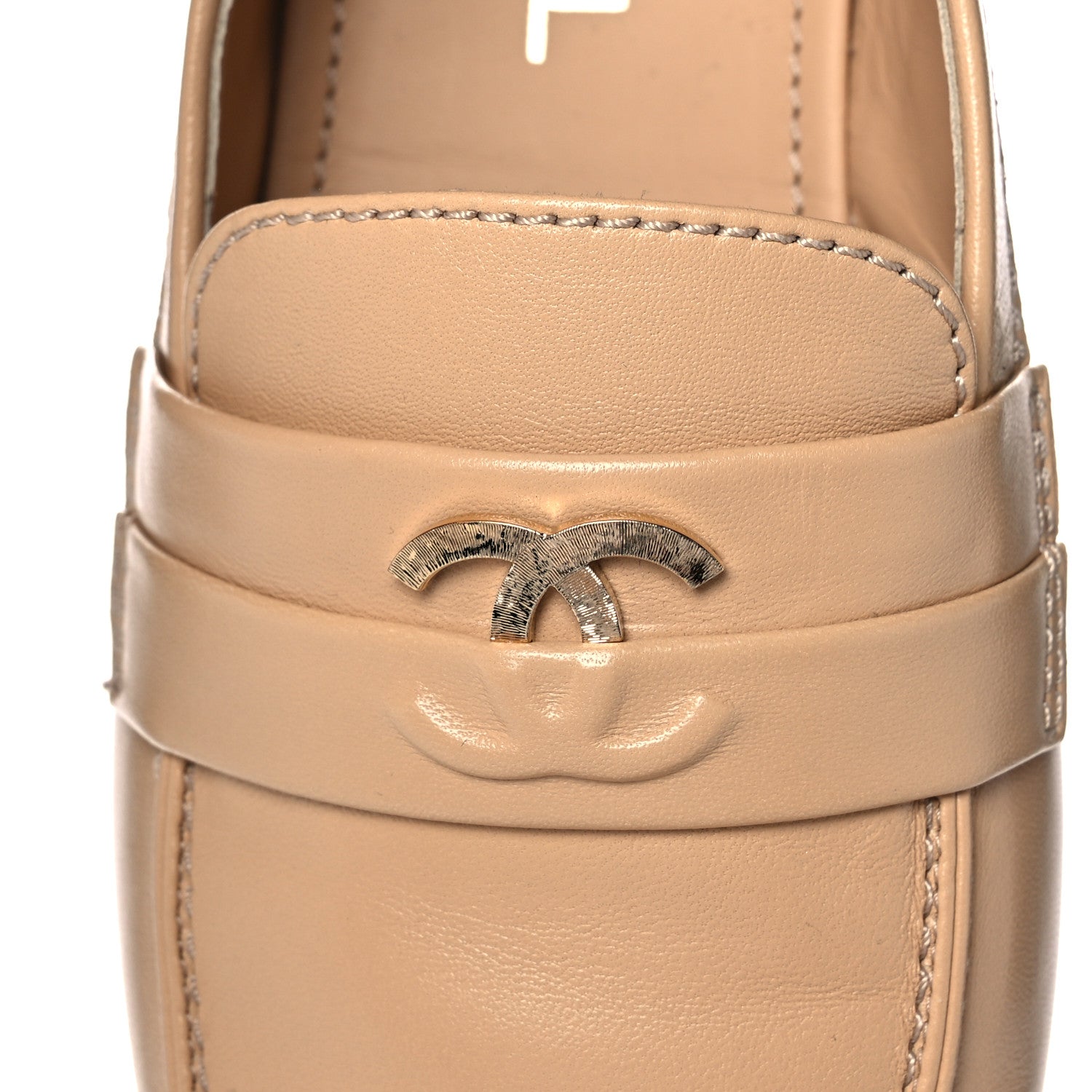 Chanel Lambskin CC Loafers 37.5 Beige 9 of 9