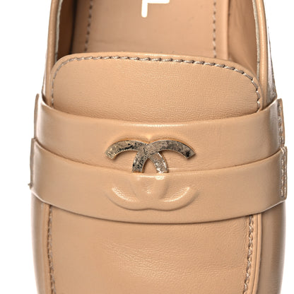 Chanel Lambskin CC Loafers 37.5 Beige 9 of 9