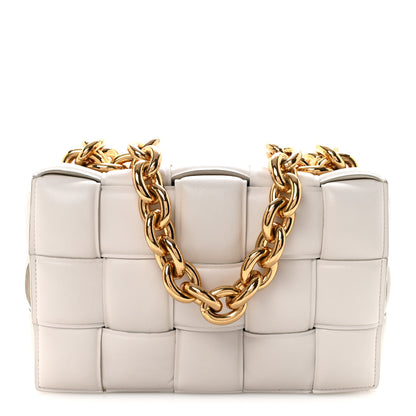 Bottega Veneta Lambskin Maxi Intreccio Padded Chain Cassette Crossbody Bag White 1 of 10