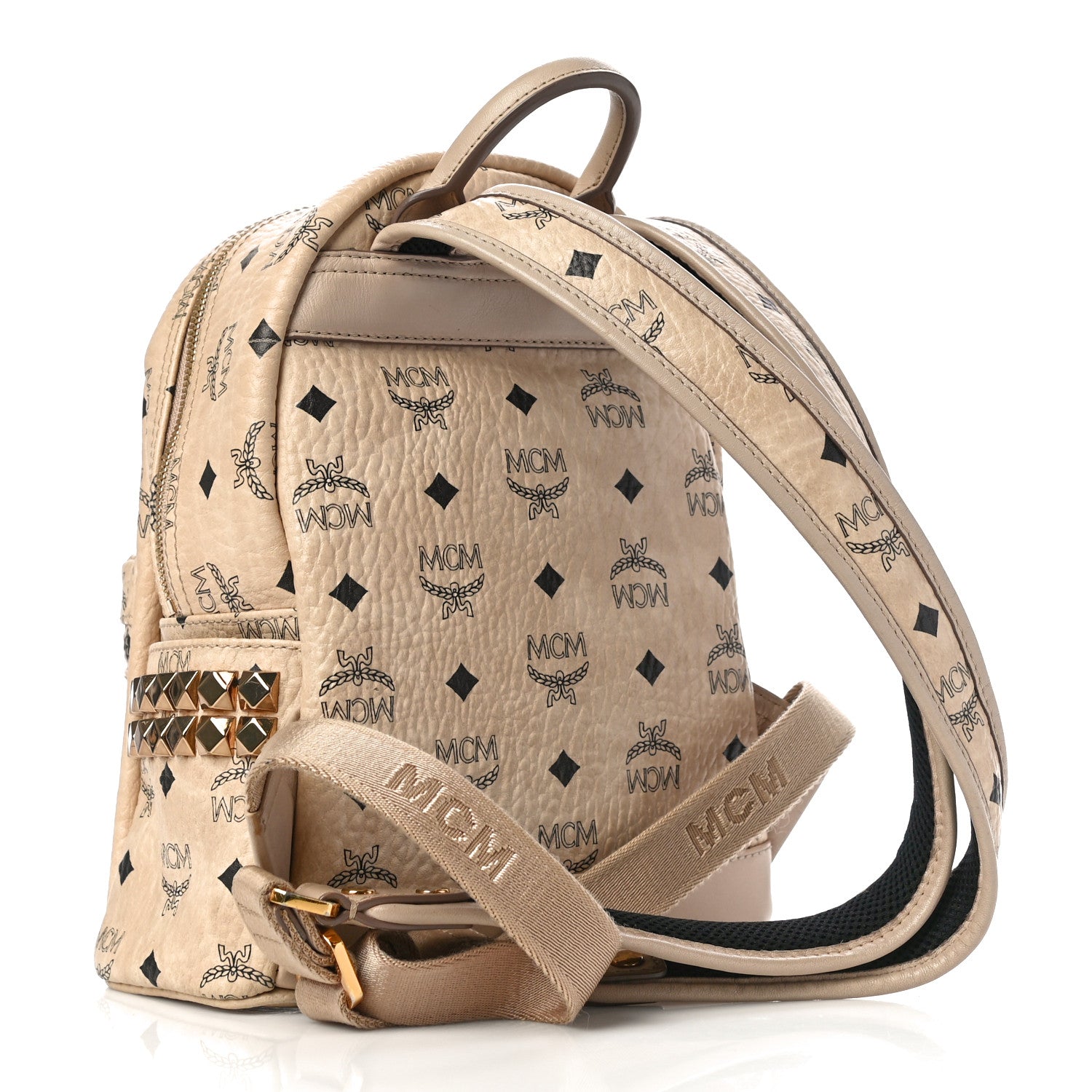 MCM Visetos Side Stud Mini Stark Backpack Beige 3 of 9