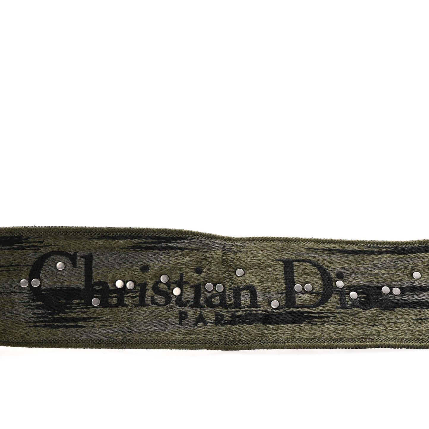 Canvas Embroidered Studded Camouflage Shoulder Strap Vert Multicolor