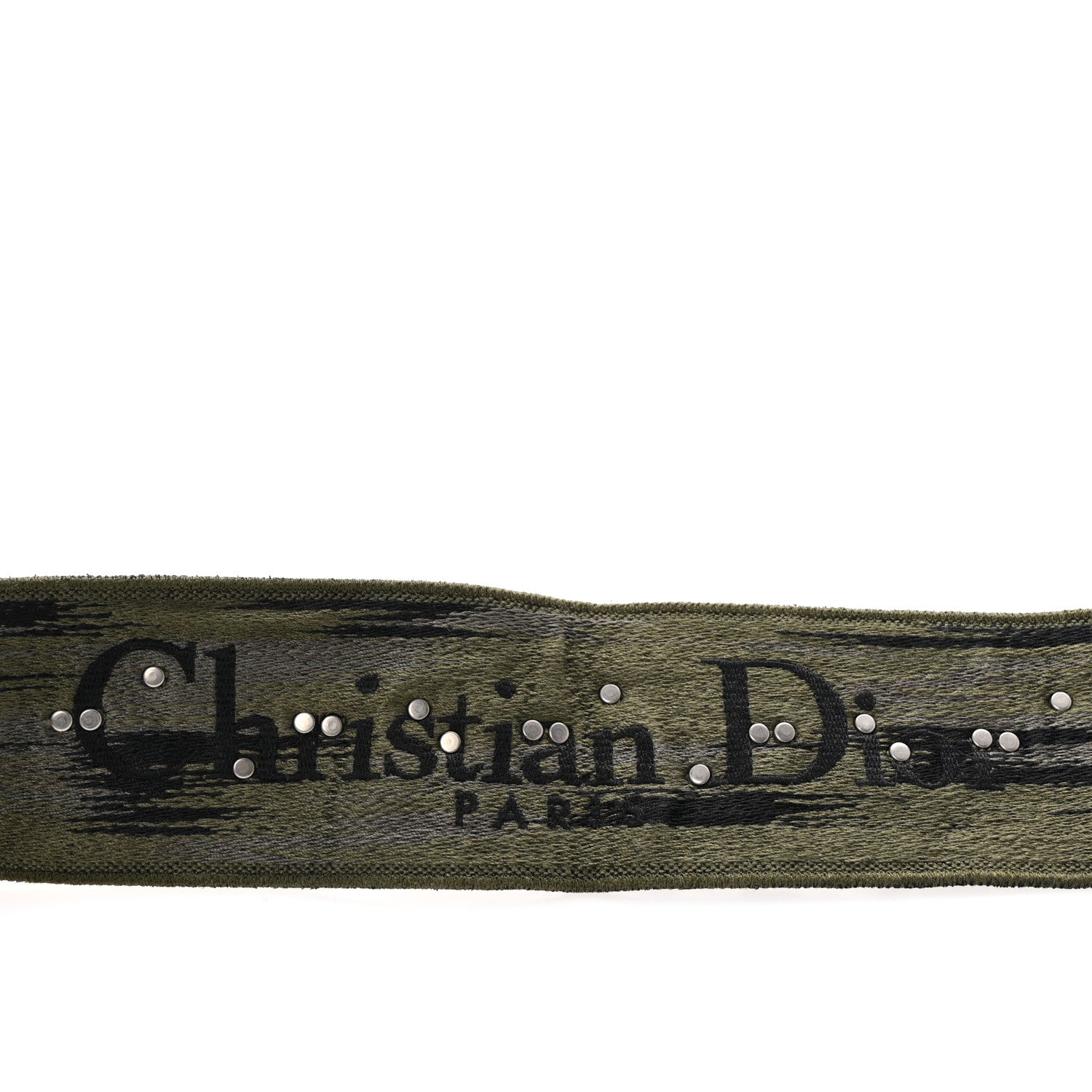 Christian Dior Canvas Embroidered Studded Camouflage Shoulder Strap Vert Multicolor 4 of 5