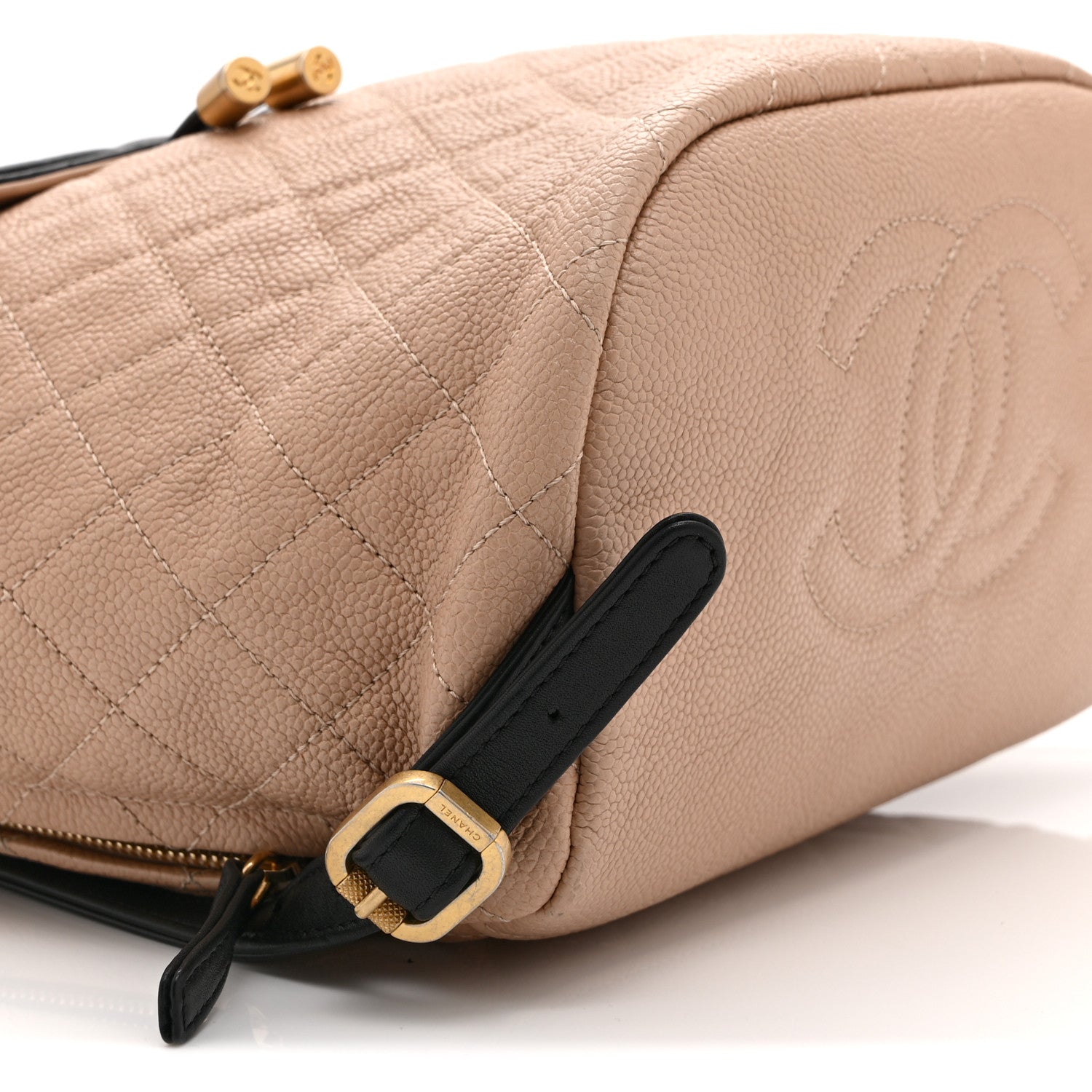 Chanel Caviar Quilted Filigree Backpack Beige Black 9 of 10