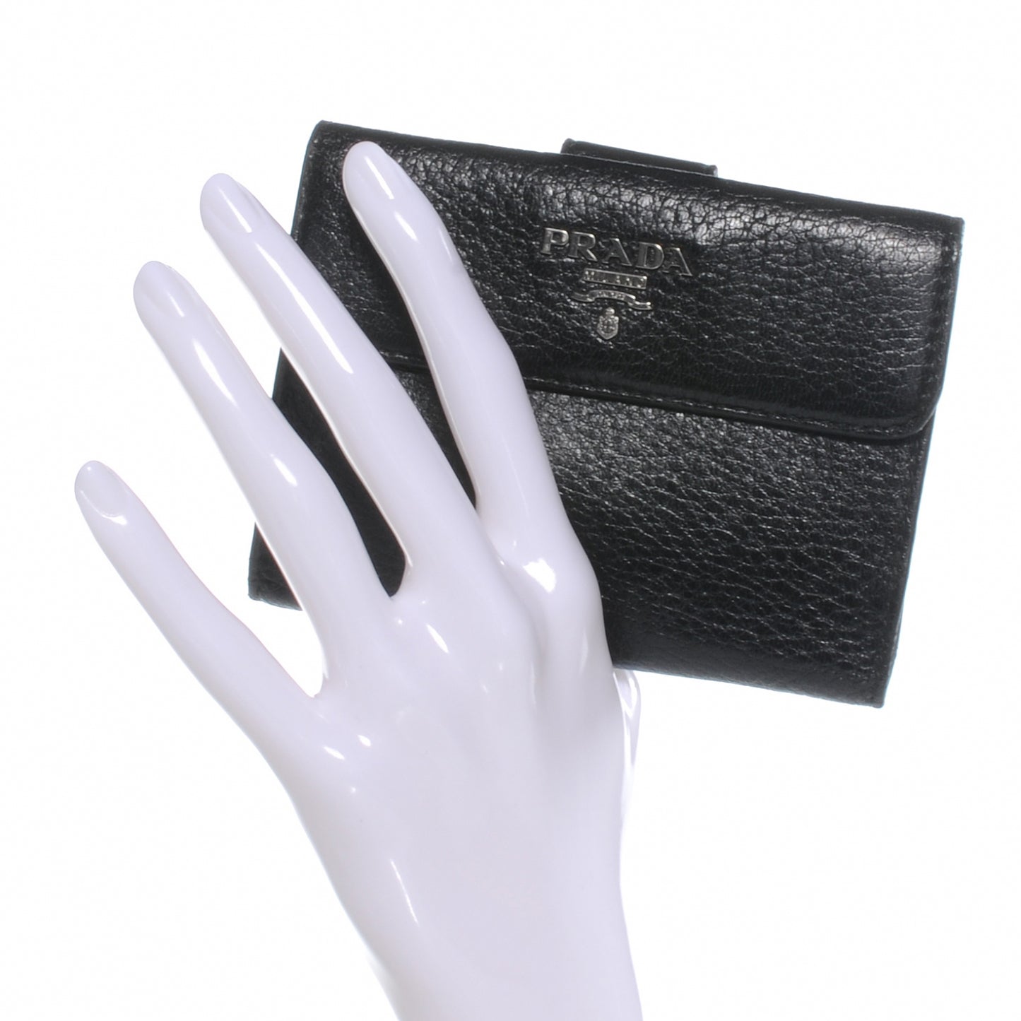 Vitello Daino Compact Wallet Nero Black