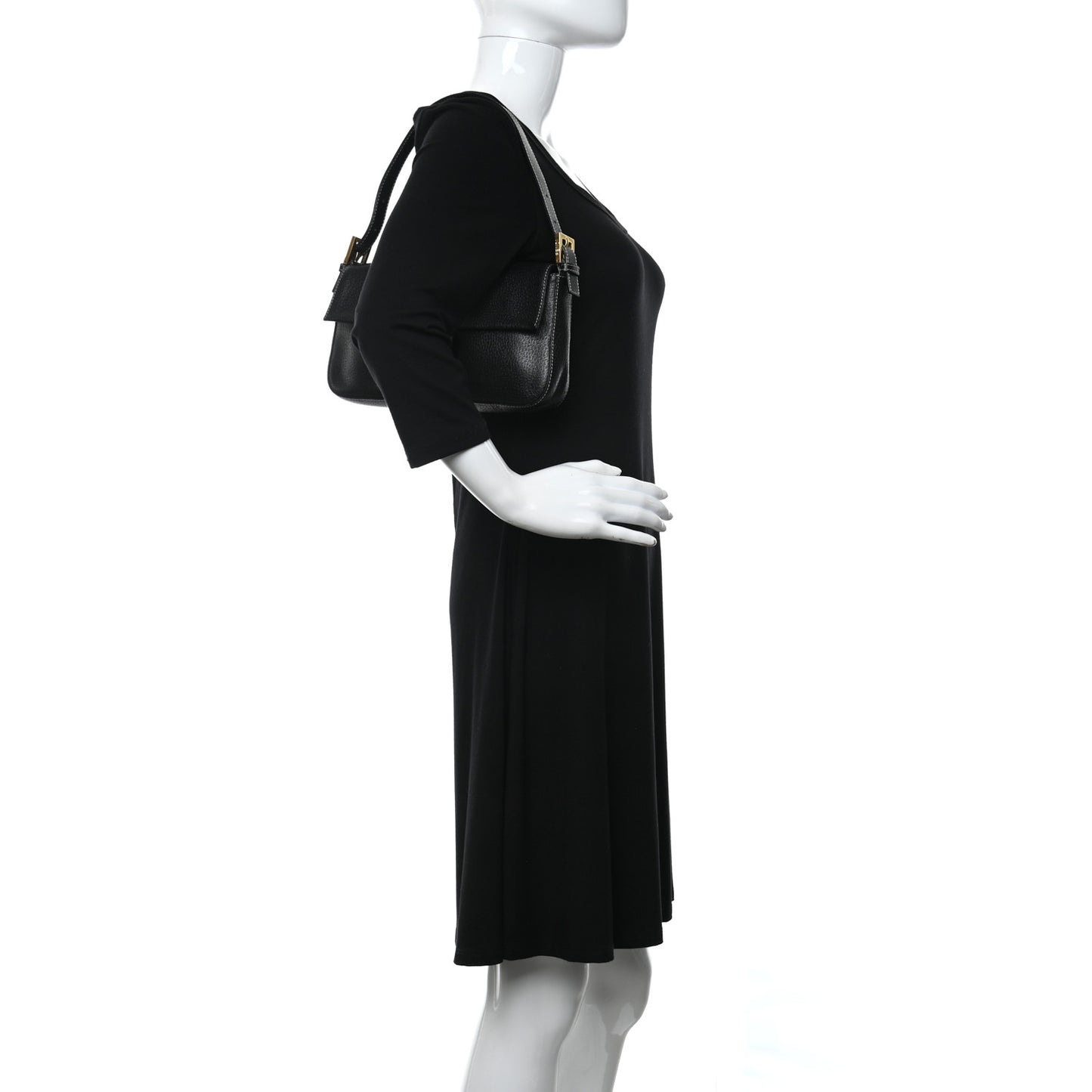 Pebbled Calfskin Baguette Black