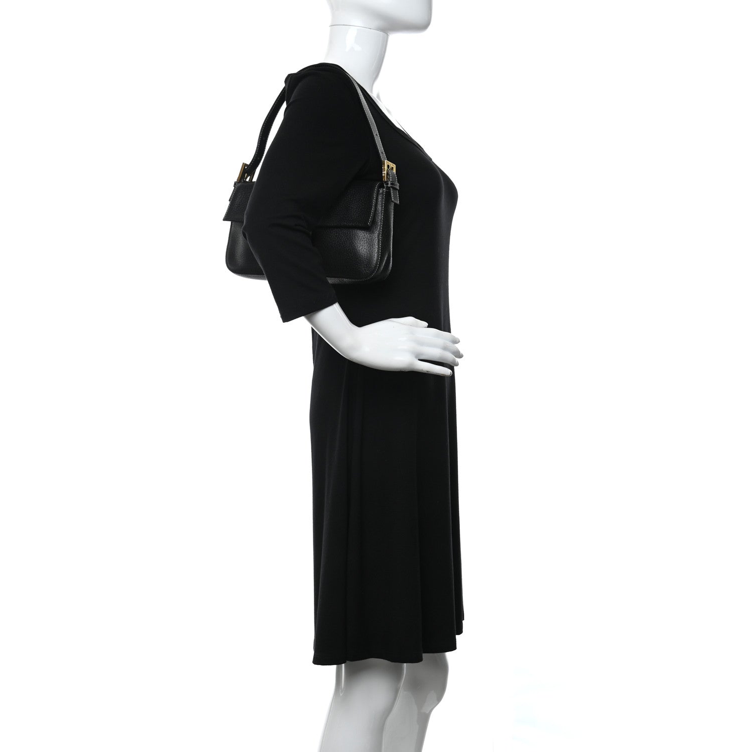 Fendi Pebbled Calfskin Baguette Black 2 of 13