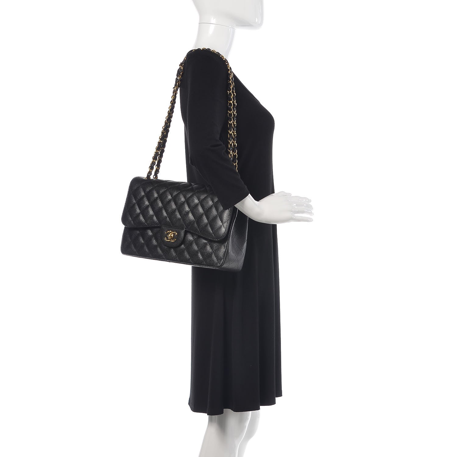 Chanel Caviar Quilted Jumbo Double Flap Black 2 of 10