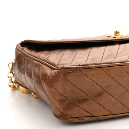 Chanel Metallic Lambskin Diagonal Quilted Tassel Camera Bag Bronze 11 of 16