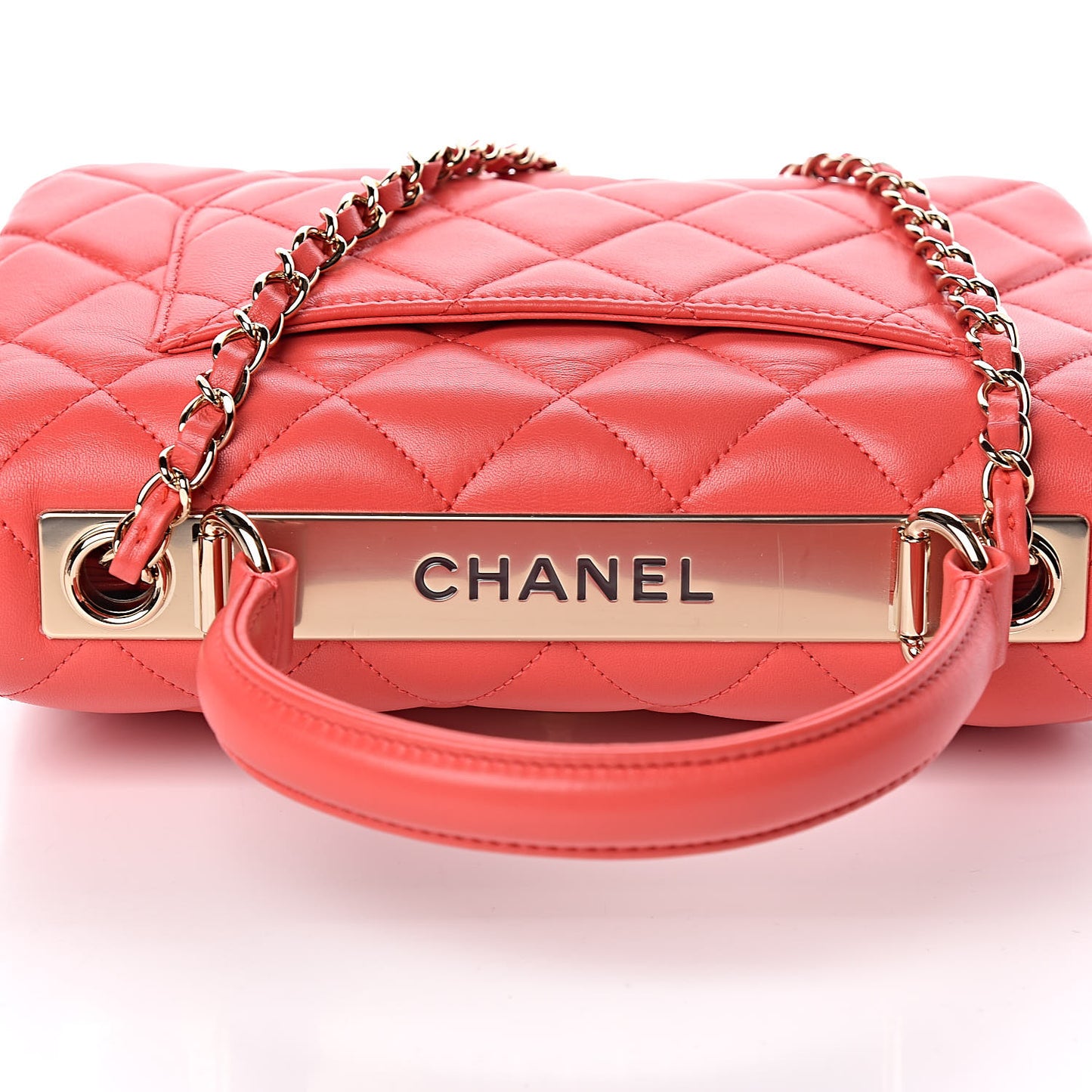 Lambskin Quilted Small Trendy CC Flap Dual Handle Bag Bright Pink