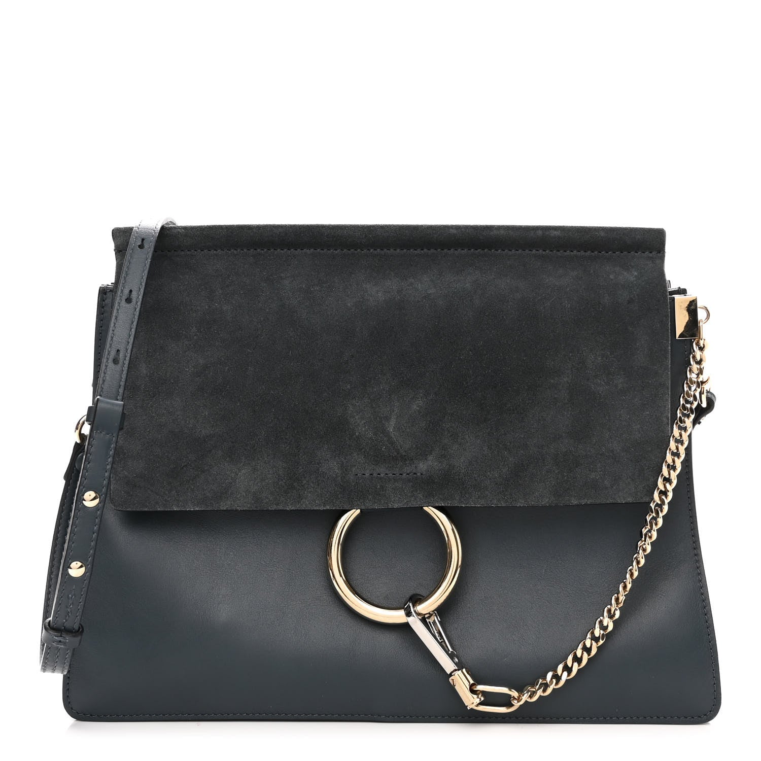 Chloe Suede Calfskin Medium Faye Shoulder Bag Silver Blue 1 of 9