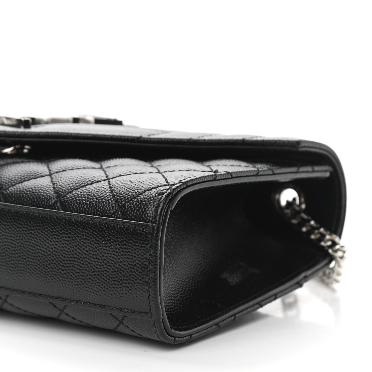 Saint Laurent Grain De Poudre Textured Mixed Matelasse Triquilt Small Monogram Satchel Black 9 of 12