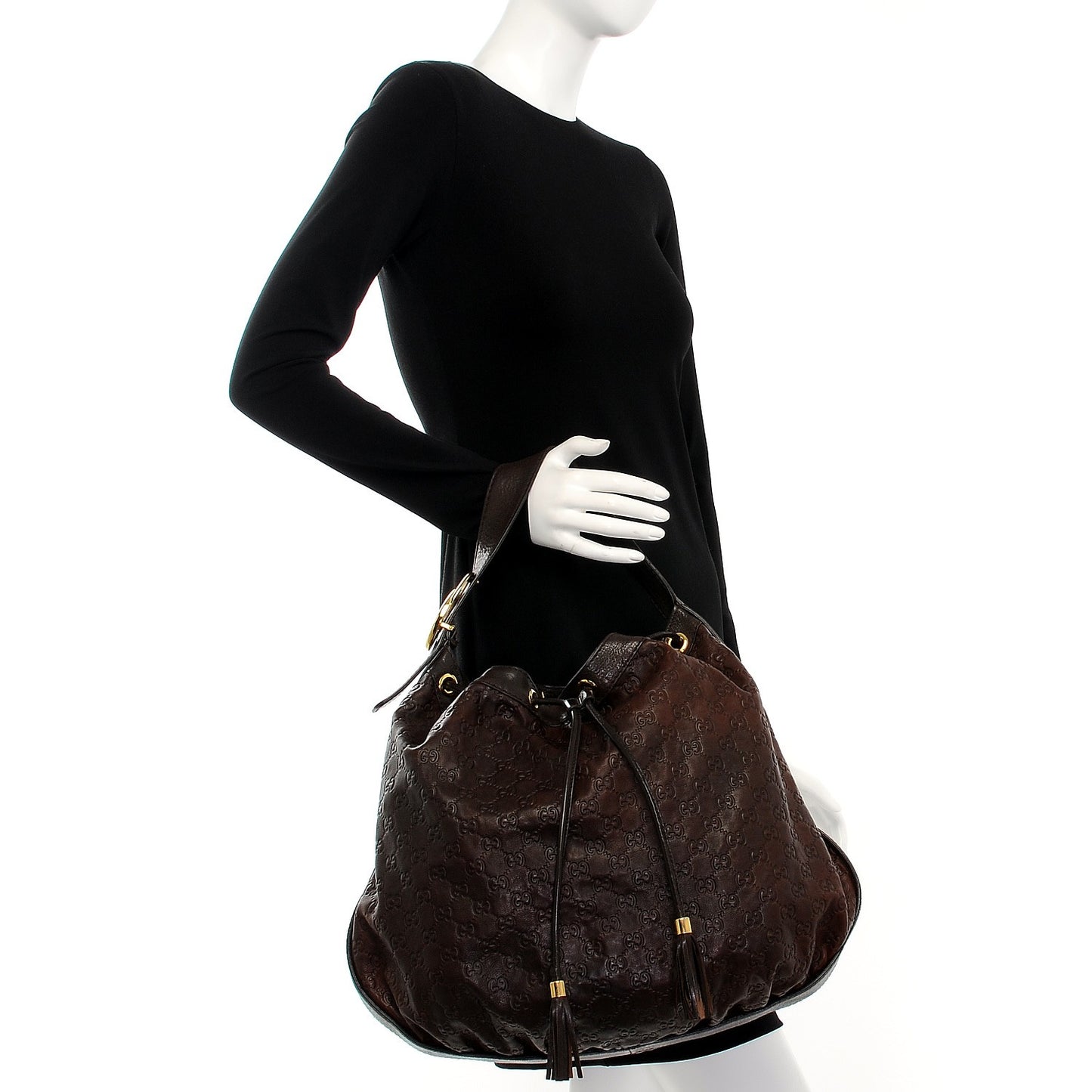 Guccissima Medium Interlocking Icon Shoulder Bag Dark Brown