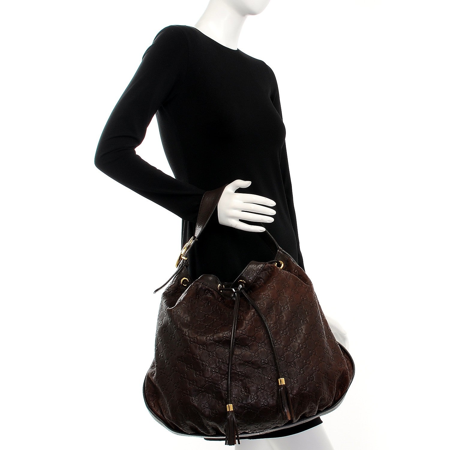 Gucci Guccissima Medium Interlocking Icon Shoulder Bag Dark Brown 2 of 10
