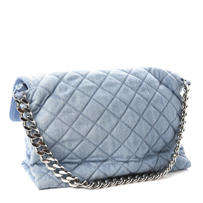 Stella McCartney Eco Denim Quilted Large Beckett Shoulder Bag Blue 3 of 10
