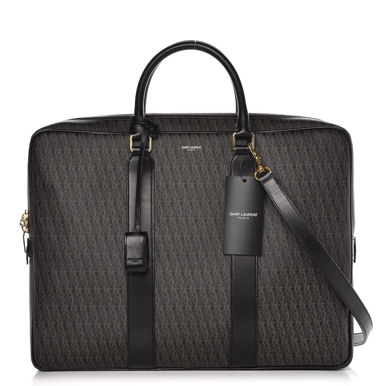 Saint Laurent Toile Classic Monogram Flat Briefcase Black 1 of 9