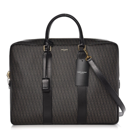 Saint Laurent Toile Classic Monogram Flat Briefcase Black 1 of 9