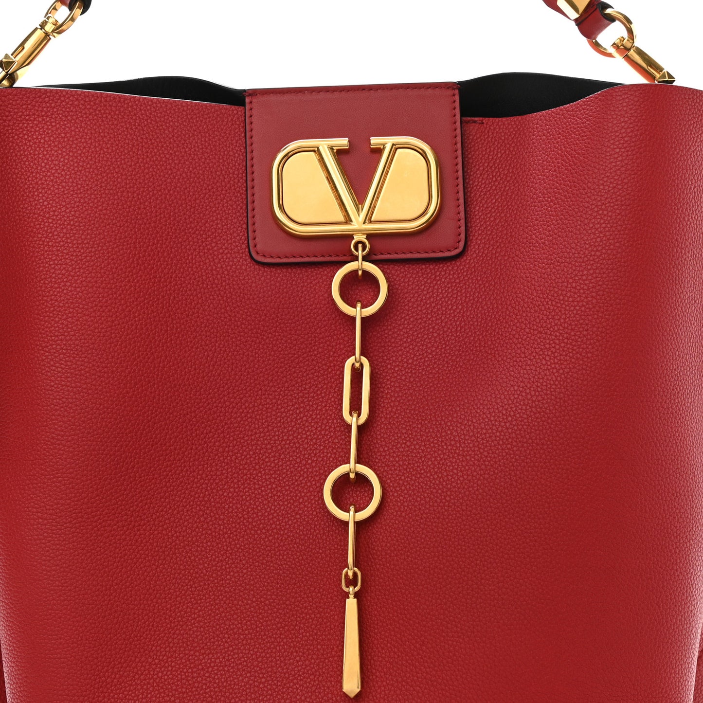 Grainy Calfskin VLogo Escape Hobo Bag Rosso Valentino