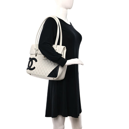 Chanel Calfskin Quilted Large Cambon Flap White Black 2 of 14