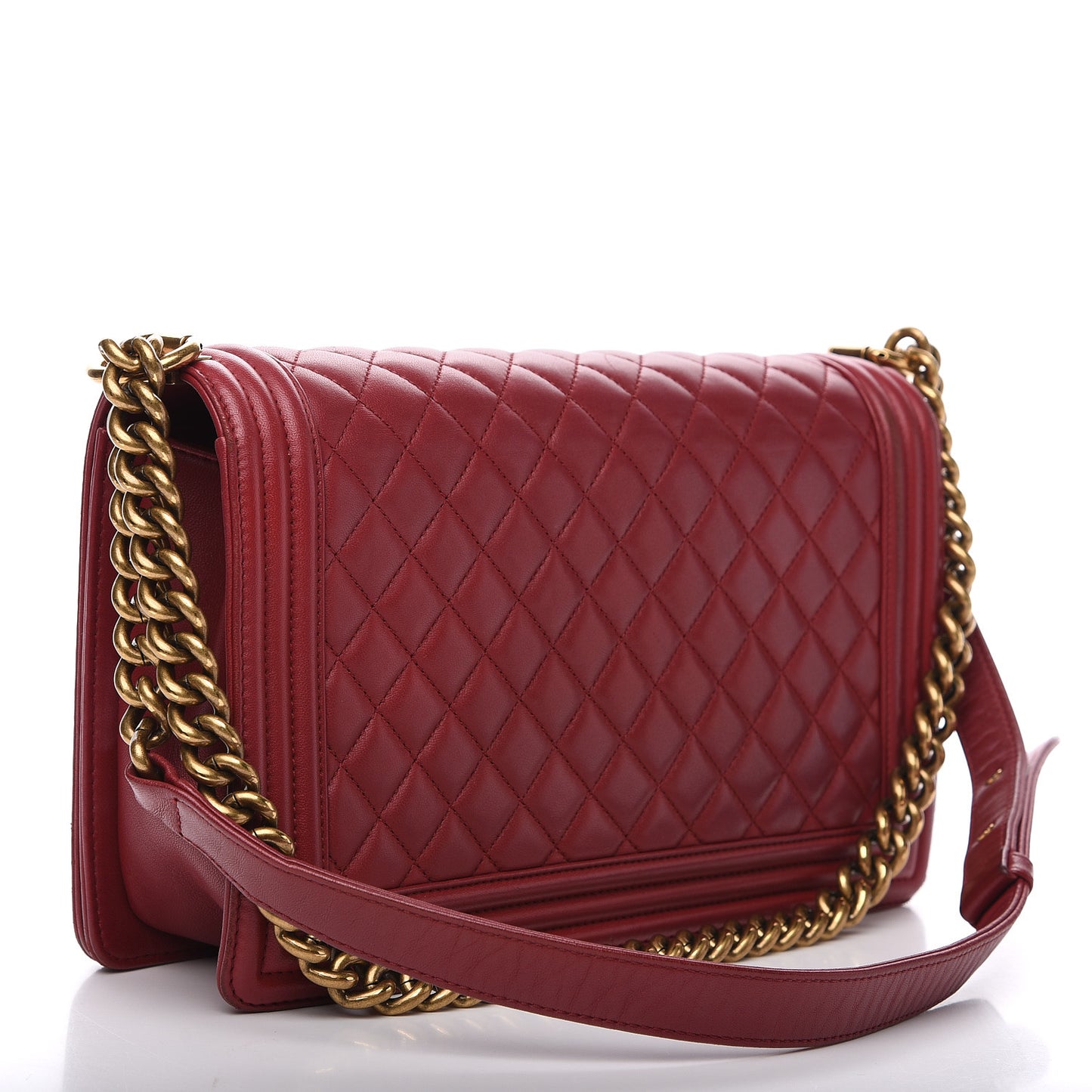 Lambskin Quilted New Medium Boy Flap Red