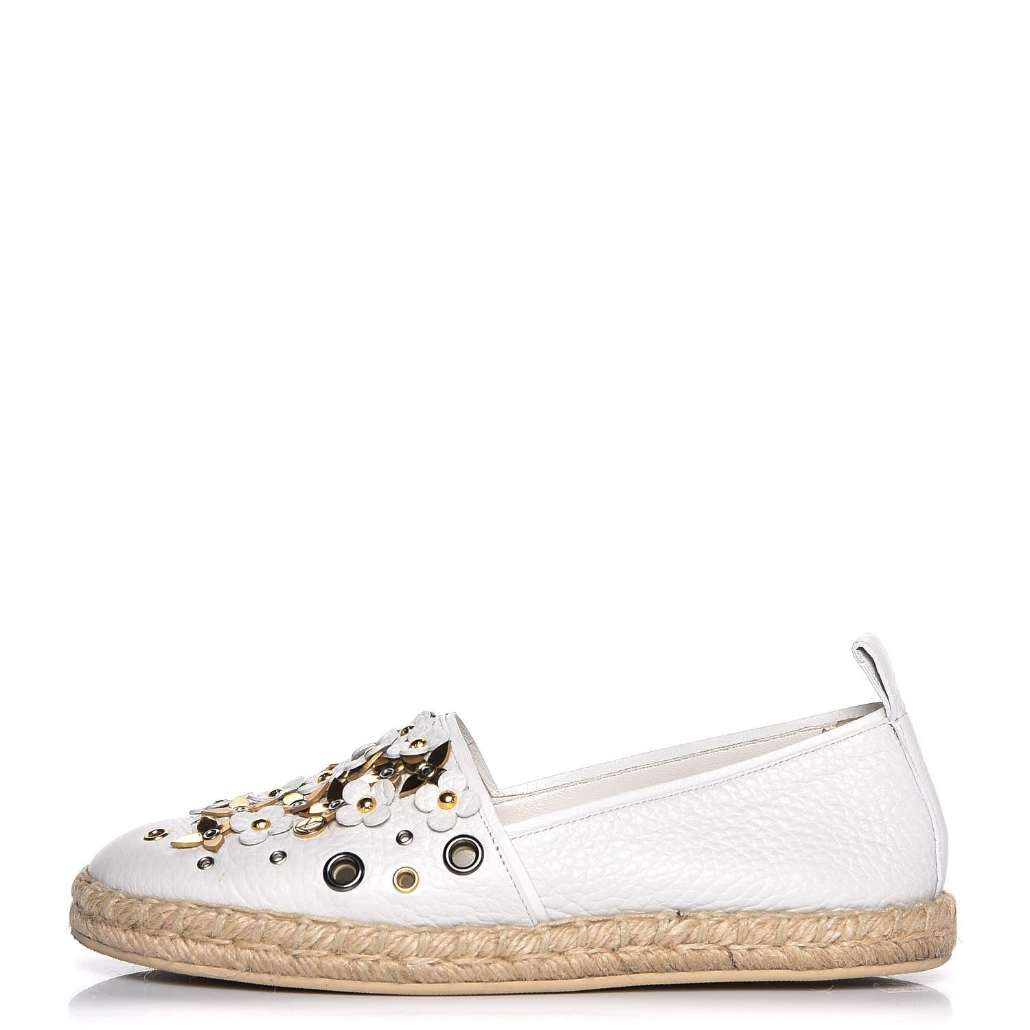Louis Vuitton Calfskin Tropical Bloom Espadrille Flat 35 White 1 of 9