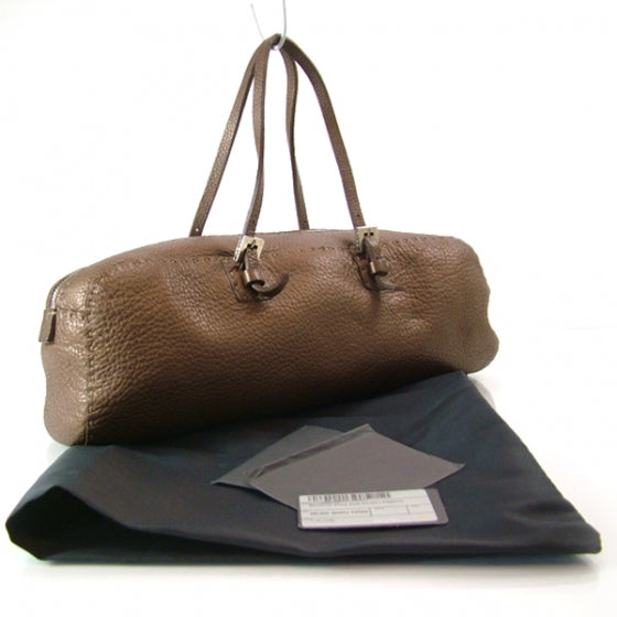 Calfskin Romano Selleria Bowler Tote Brown
