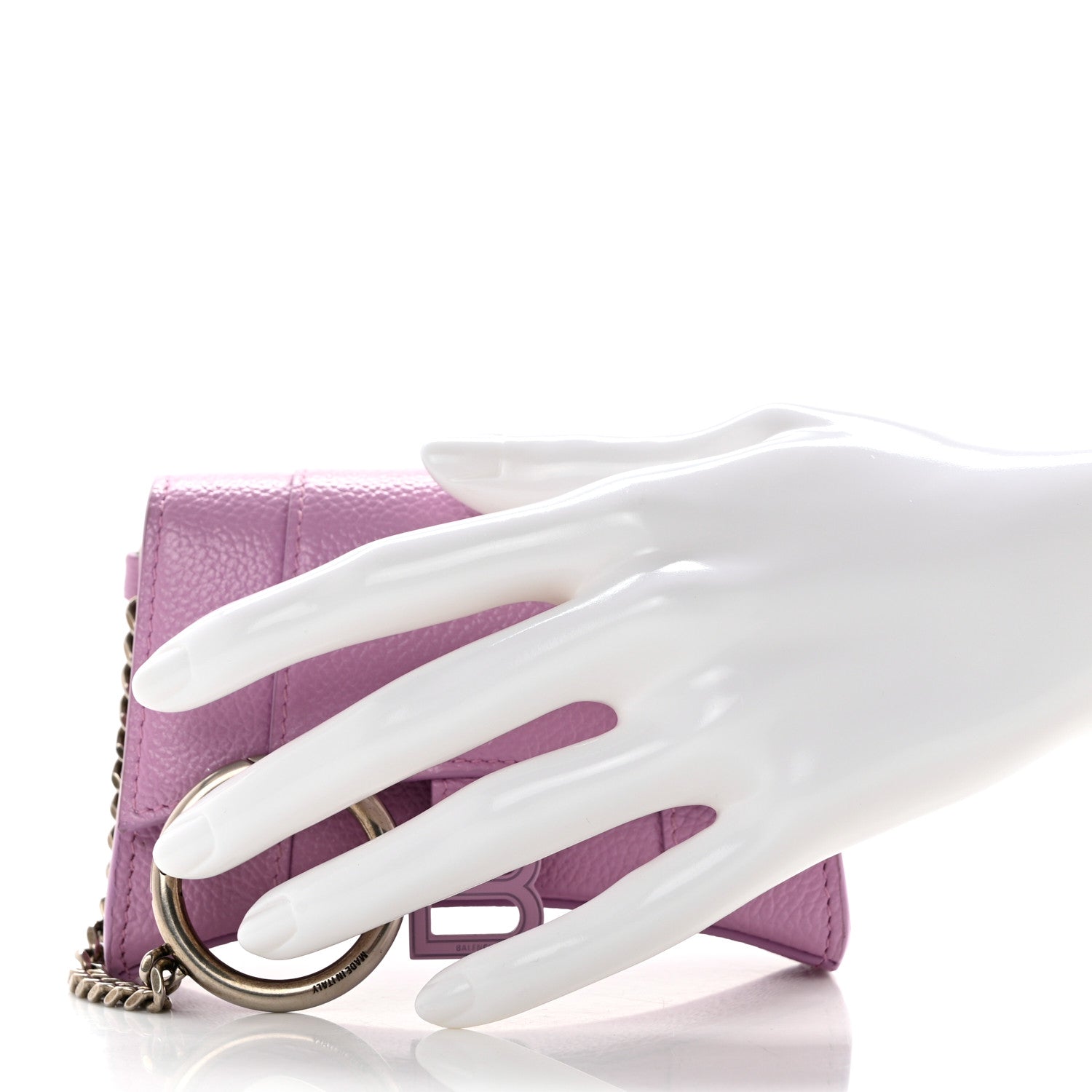 Balenciaga Grained Calfskin Tonal B Hourglass Chain Cardholder Lilac 2 of 7