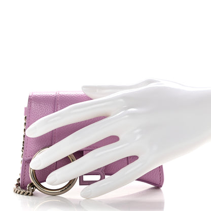 Balenciaga Grained Calfskin Tonal B Hourglass Chain Cardholder Lilac 2 of 7