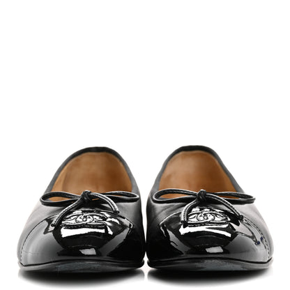 Chanel Lambskin Patent Cap Toe Ballerina Flats 39 Black 3 of 14