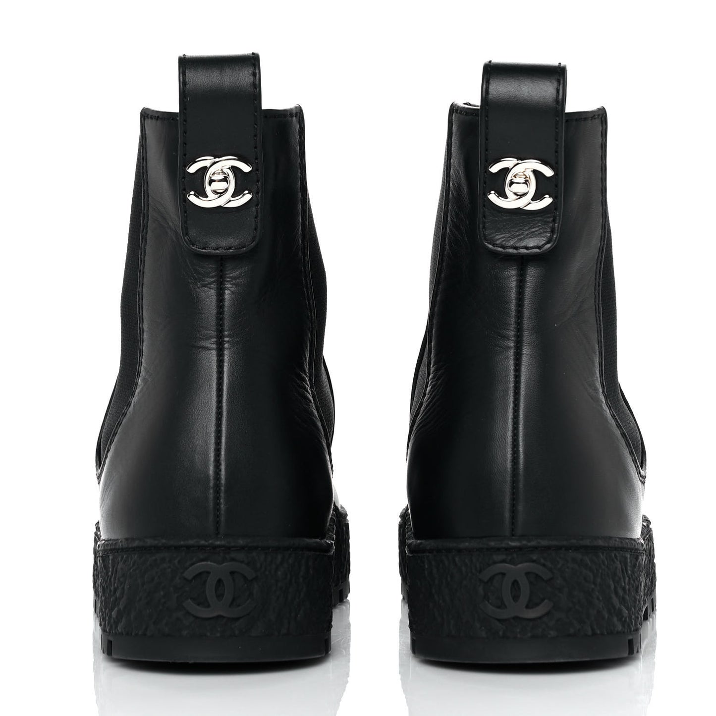 Calfskin Cap Toe CC Ankle Boots 37 Black