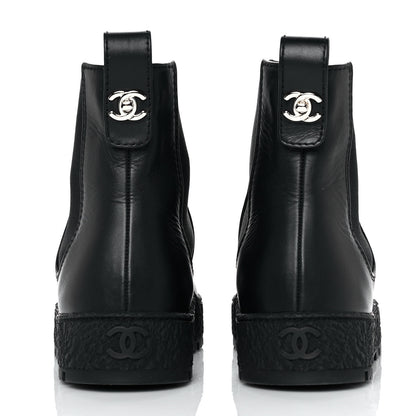 Chanel Calfskin Cap Toe CC Ankle Boots 37 Black 5 of 9