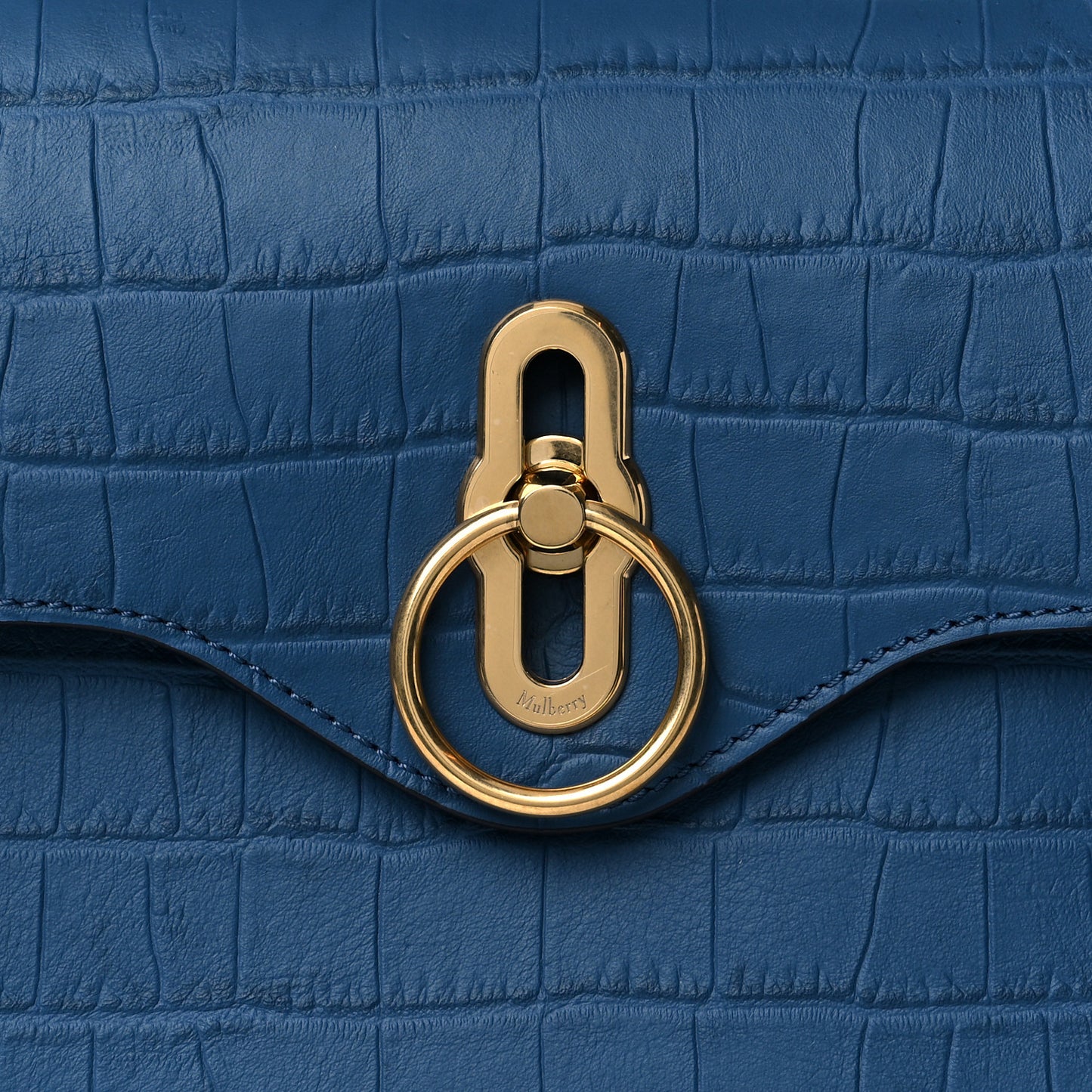 Shiny Croc Calfskin Embossed Micro Seaton Blue