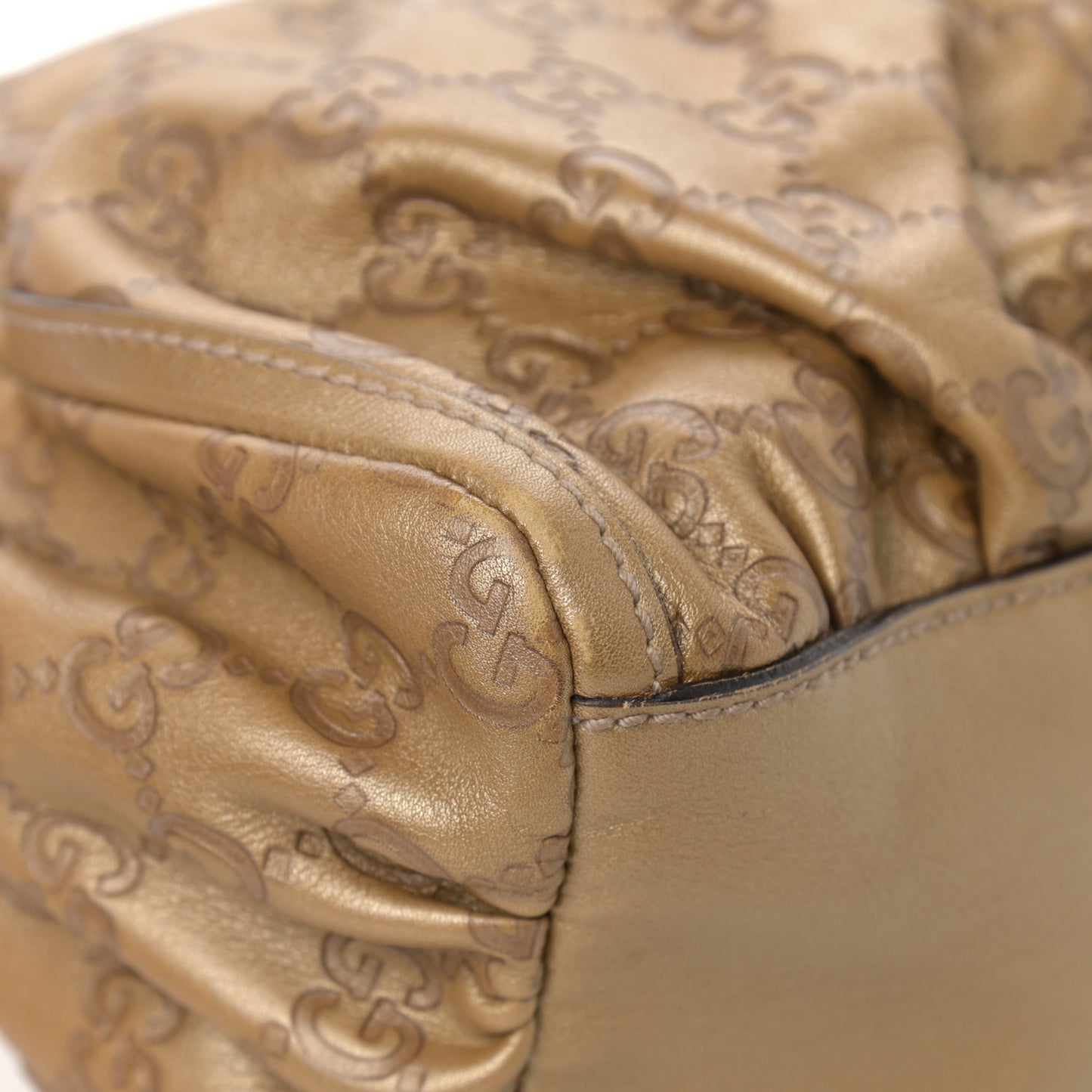 Metallic Guccissima Medium D Gold Hobo Gold