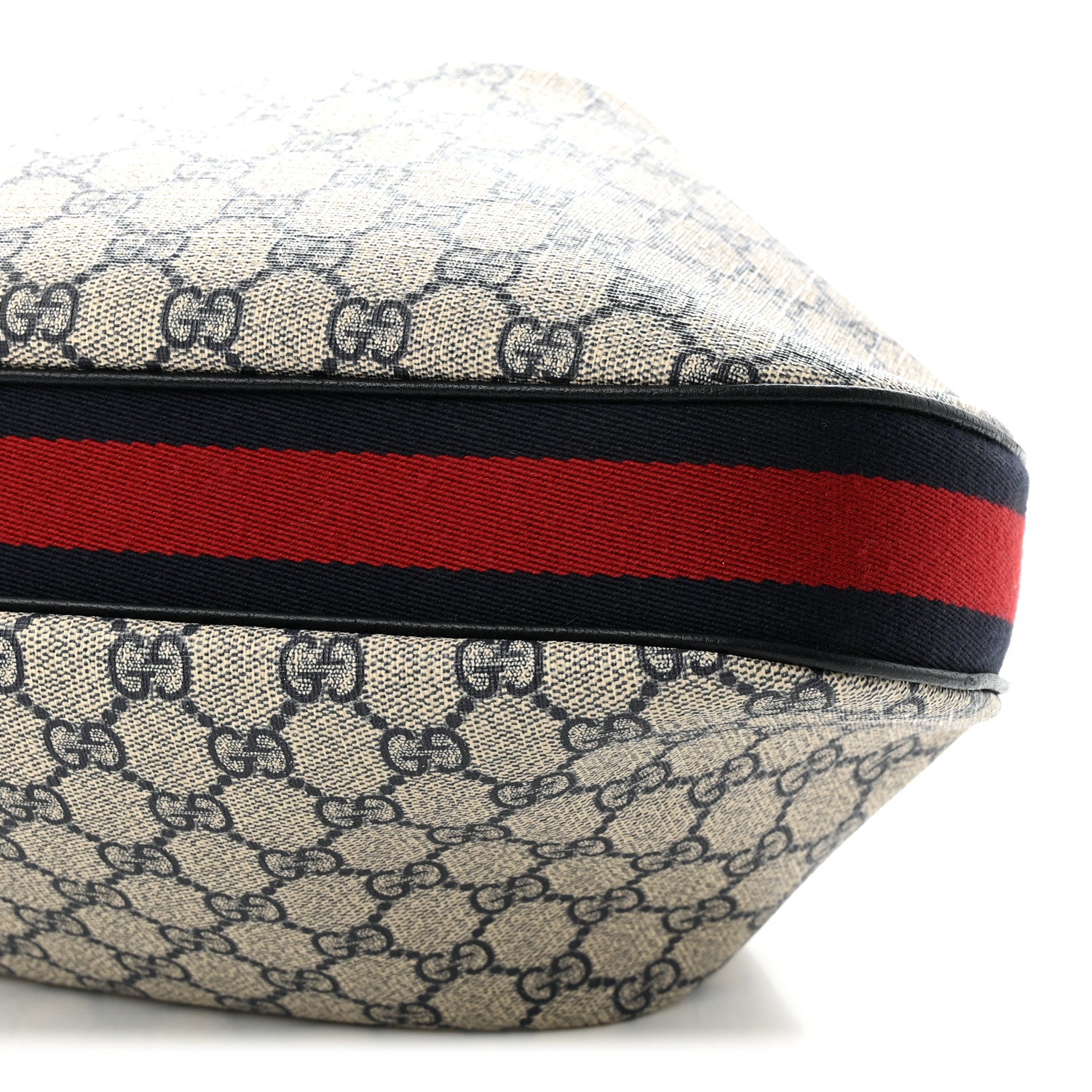 Gucci GG Supreme Monogram Textured Calfskin Web Large Attache Shoulder Bag  Beige Blue 10 of 10