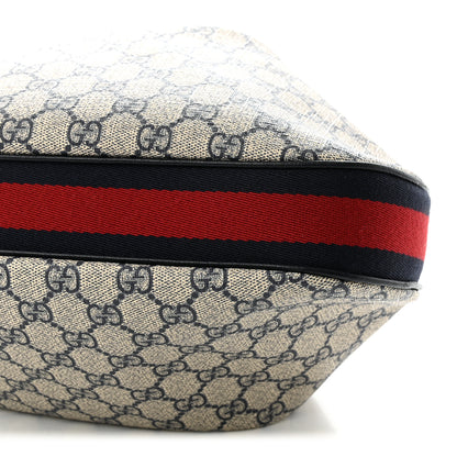 Gucci GG Supreme Monogram Textured Calfskin Web Large Attache Shoulder Bag  Beige Blue 10 of 10