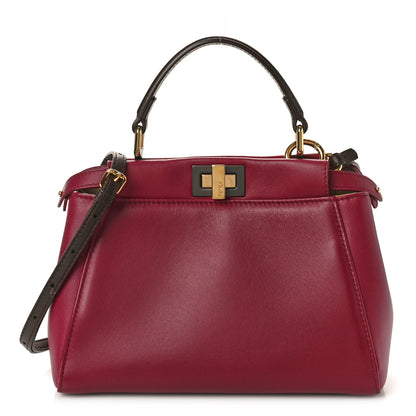 Fendi Nappa Mini Peekaboo Iconic Satchel Cherry Moresco Amido 1 of 10