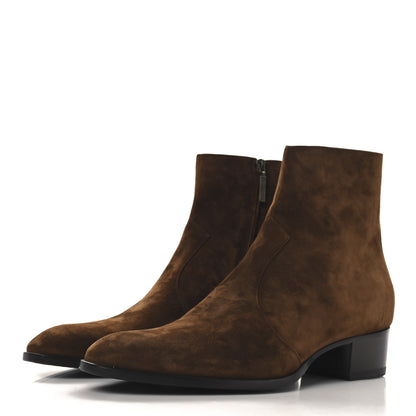 Saint Laurent Suede Calfskin Mens Wyatt 40 Zip Boots 45 Land 4 of 10