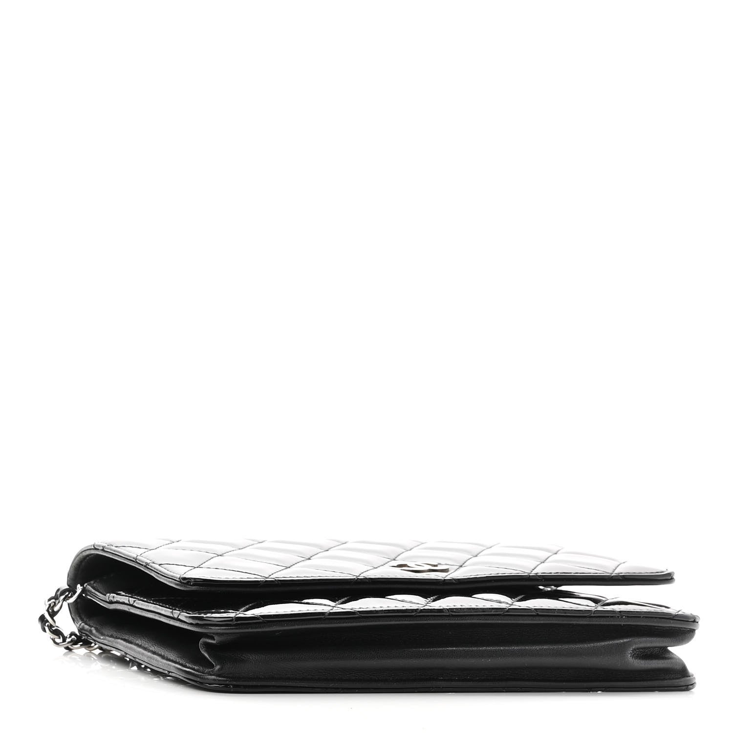 Chanel Patent Quilted Wallet On Chain WOC Black 4 of 13
