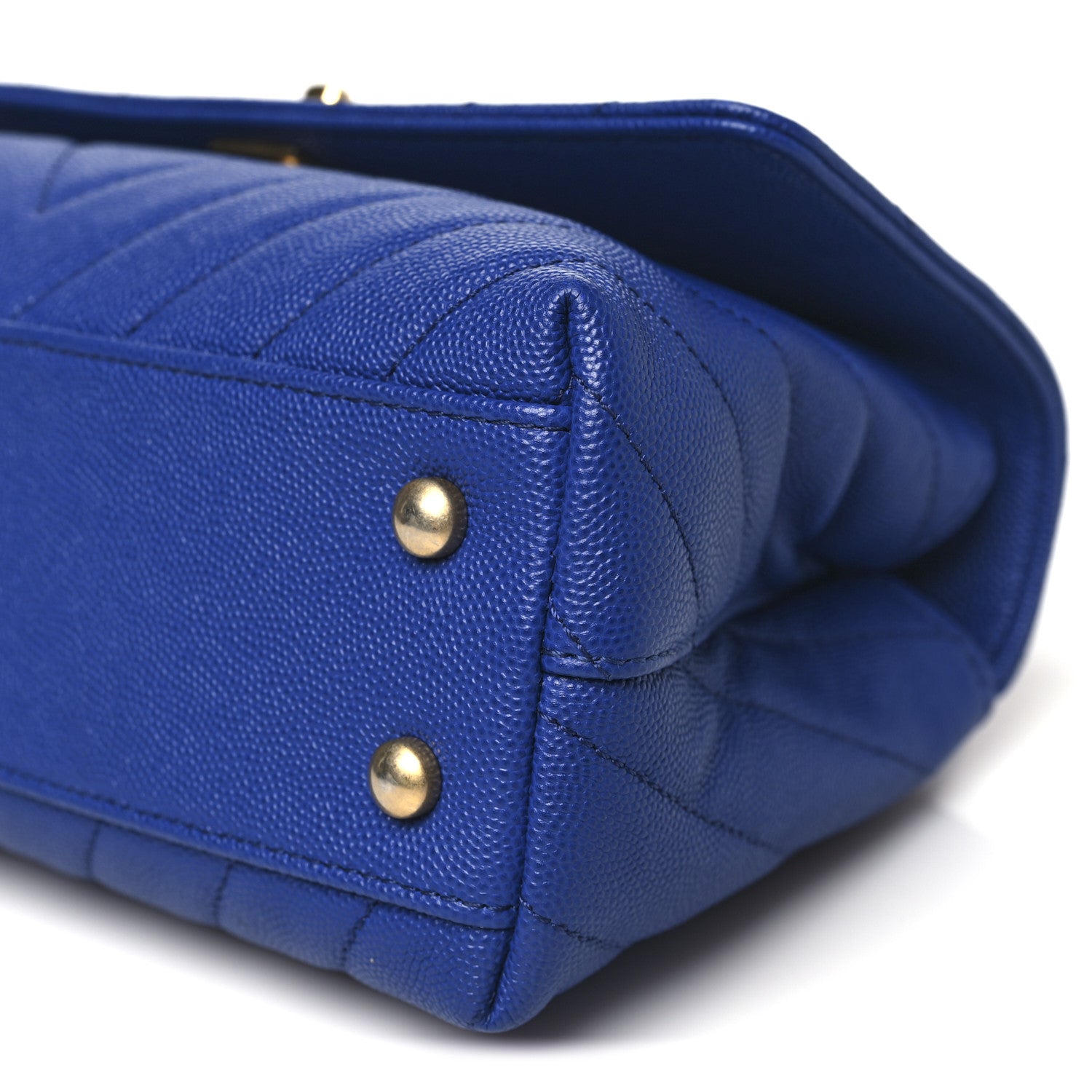 Chanel Caviar Chevron Quilted Mini Coco Handle Flap Blue 10 of 11