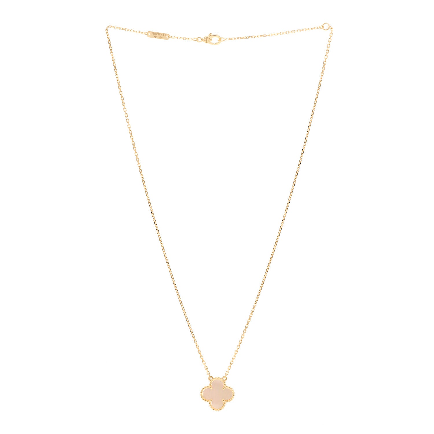 Van Cleef & Arpels 18K Yellow Gold Mother of Pearl Vintage Alhambra Pendant Necklace 3 of 6