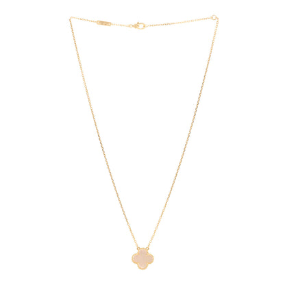 Van Cleef & Arpels 18K Yellow Gold Mother of Pearl Vintage Alhambra Pendant Necklace 3 of 6