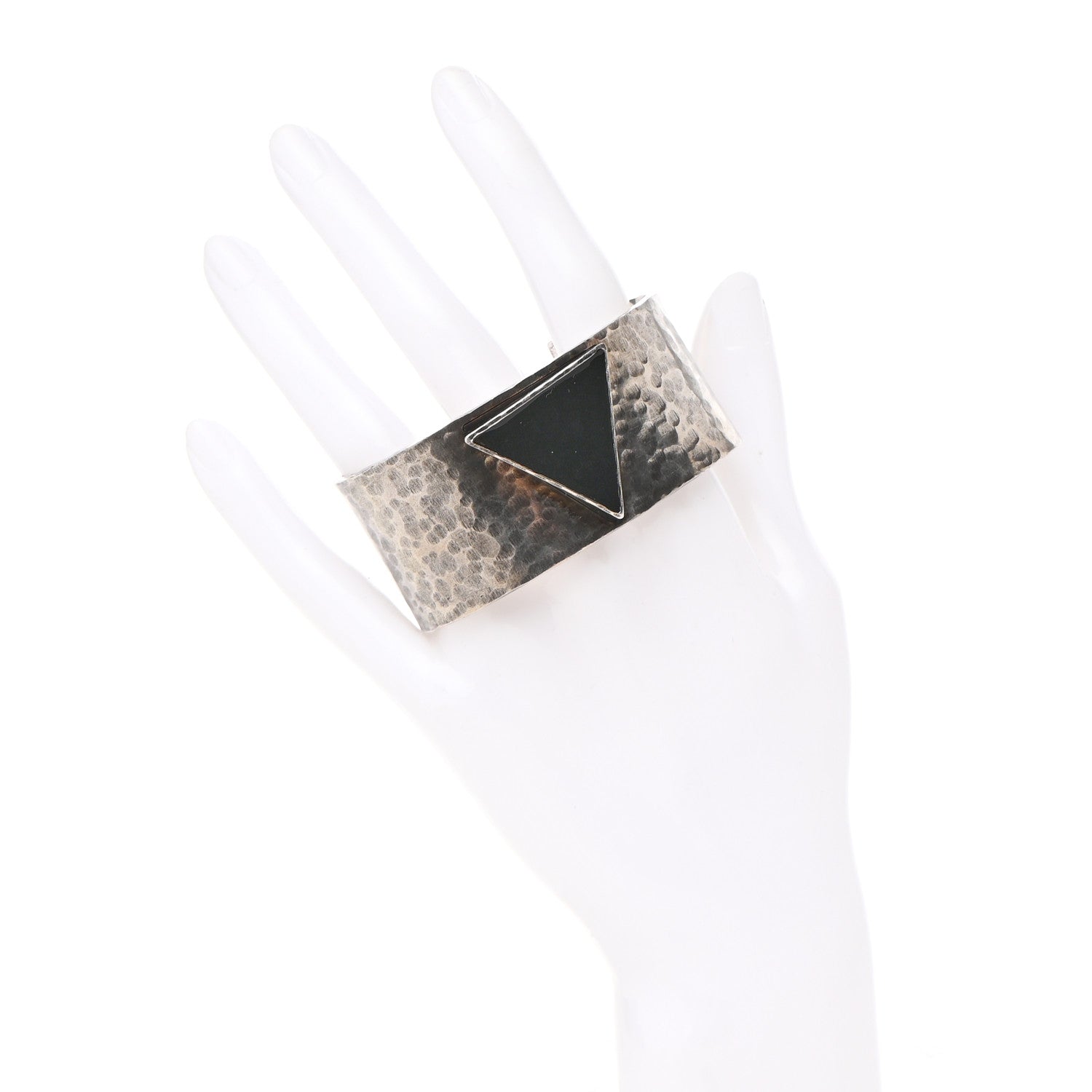 Saint Laurent Brass Cuff Bracelet Black Silver 2 of 6