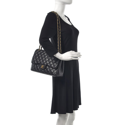 Chanel Lambskin Quilted Jumbo Double Flap Black 2 of 12