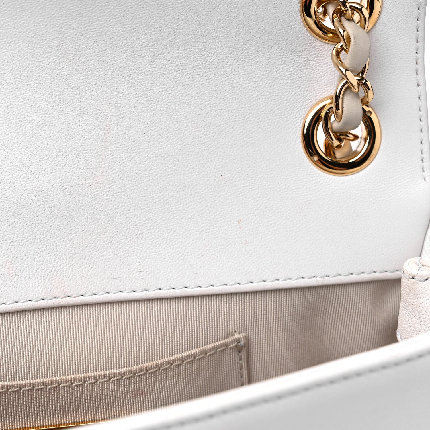 Chanel Lambskin Calfskin Quilted Shoulder Flap Bag Beige White 11 of 15